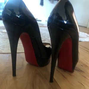 Black open or peep toe christian louboutin heels